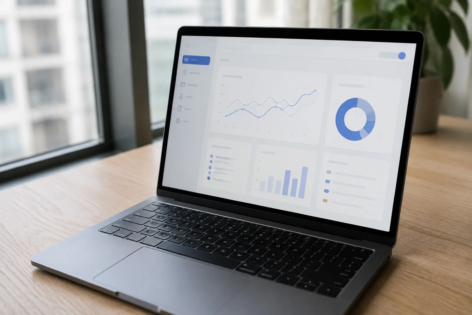 Laptop zeigt ein individuelles Dashboard mit Diagrammen